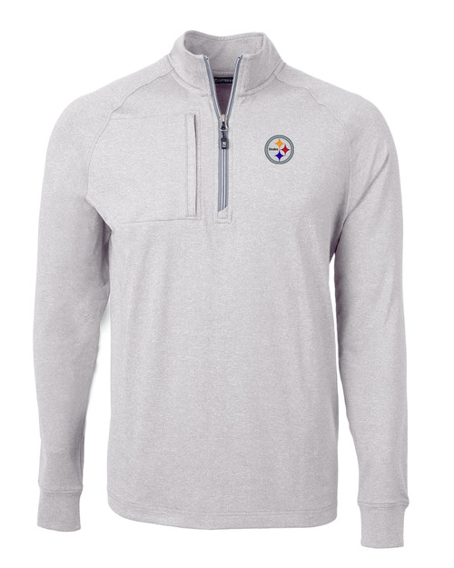 Pittsburgh Steelers Cutter & Buck Adapt Eco Knit Heather Mens Big & Tall Quarter Zip Pullover POH_MANN_HG 1