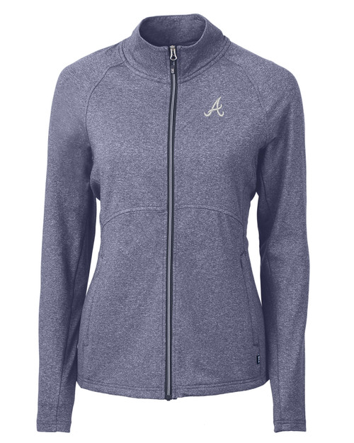 Atlanta Braves Cutter & Buck Adapt Eco Knit Heather Recycled Womens Full Zip NVH_MANN_HG 1