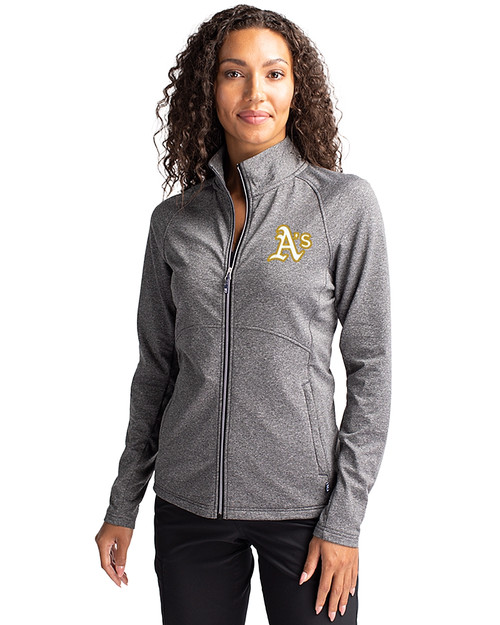 Athletics Cutter & Buck Adapt Eco Knit Heather Recycled Womens Full Zip Black Heather Front