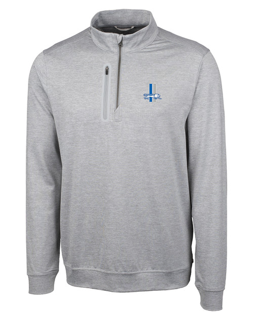 Detroit Lions Historic Cutter & Buck Stealth Heathered Mens Big and Tall  Quarter Zip Pullover POL_MANN_HG 1