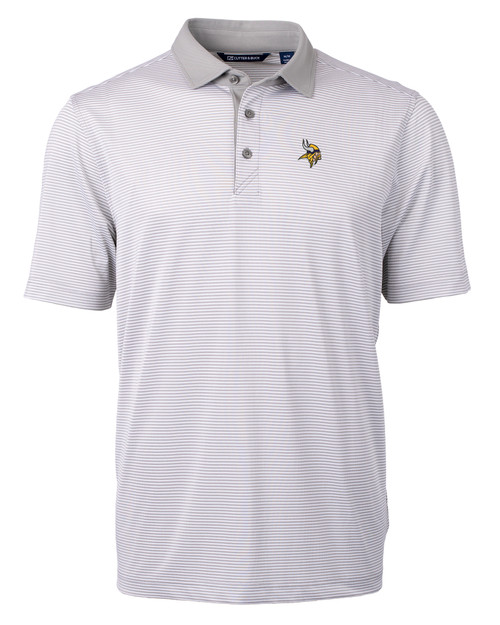 Minnesota Vikings Cutter & Buck Virtue Eco Pique Micro Stripe Recycled Mens Big & Tall Polo POLWH_MANN_HG 1