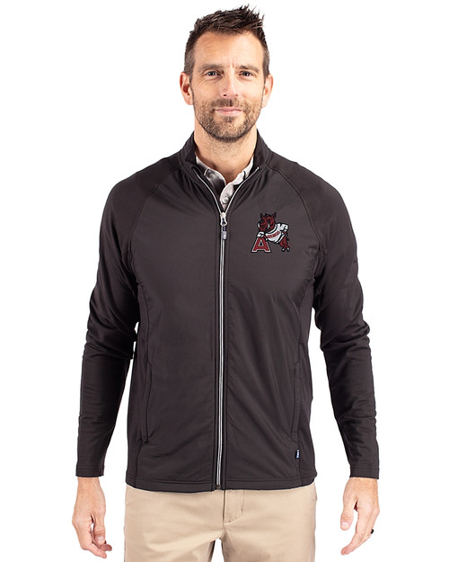 Arkansas Razorbacks College Vault Cutter & Buck Adapt Eco Knit Hybrid Recycled Mens Full Zip Jacket Black Front