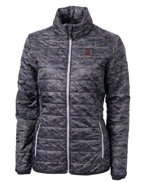 Alabama Crimson Tide College Vault Cutter & Buck Rainier PrimaLoft® Womens Eco Insulated Full Zip Printed Puffer Jacket BL_MANN_HG 1