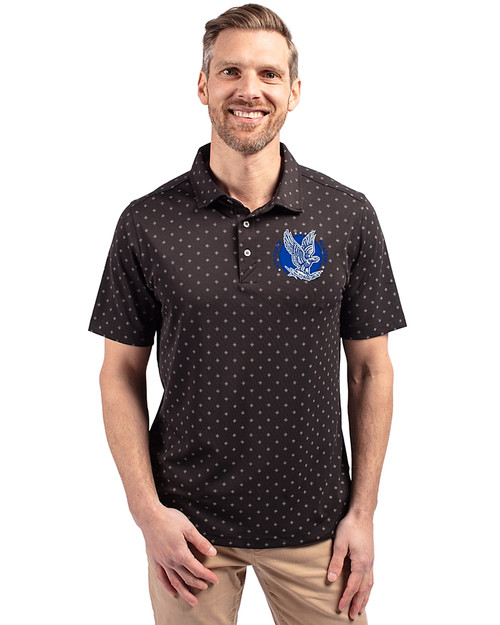 Air Force Falcons College Vault Cutter & Buck Virtue Eco Pique Tile Print Recycled Mens Big & Tall Polo Black Front