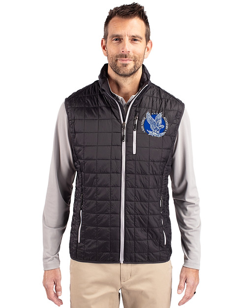Air Force Falcons College Vault Cutter & Buck Rainier PrimaLoft® Mens Eco Insulated Full Zip Puffer Vest Black Front