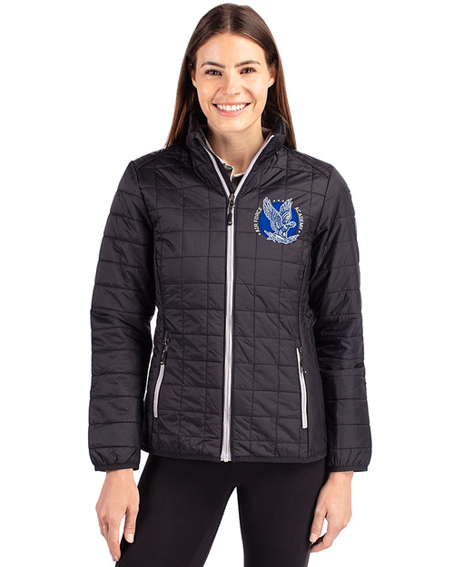 Air Force Falcons College Vault Cutter & Buck Rainier PrimaLoft®  Womens Eco Insulated Full Zip Puffer Jacket Black Front
