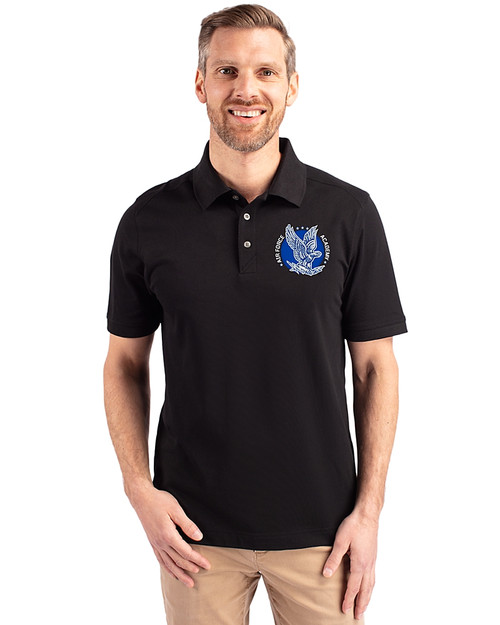 Air Force Falcons College Vault Cutter & Buck Advantage Eco Tri-Blend Pique Mens Big and Tall Polo Black Front