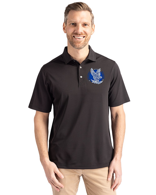 Air Force Falcons College Vault Cutter & Buck Virtue Eco Pique Recycled Mens Big and Tall Polo Black Front