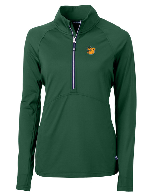 Baylor Sailor Bear College Vault Cutter & Buck Adapt Eco Knit Stretch Recycled Womens Half Zip Pullover HT_MANN_HG 1