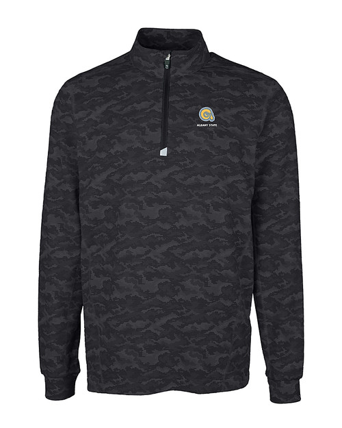 Albany State University Golden Rams Cutter & Buck Traverse Stretch Eco Camo Print Quarter Zip Mens Big and Tall Pullover BL_MANN_HG 