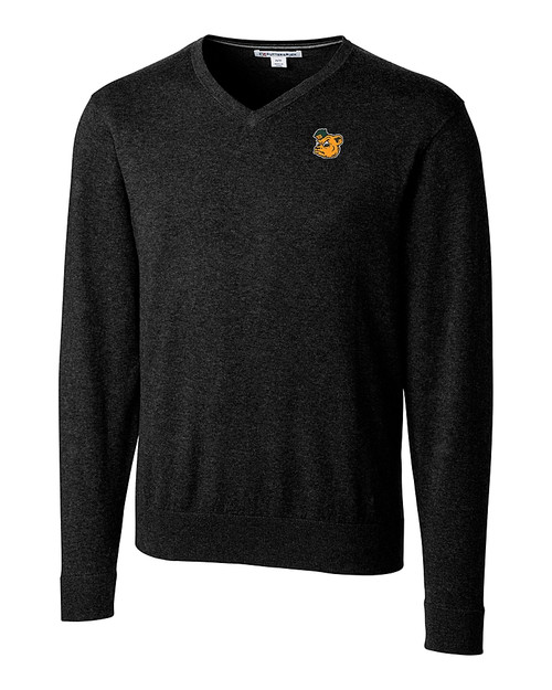 Baylor Sailor Bear College Vault Cutter & Buck Lakemont Tri-Blend Mens Big and Tall V-Neck Pullover Sweater Black Mannequin