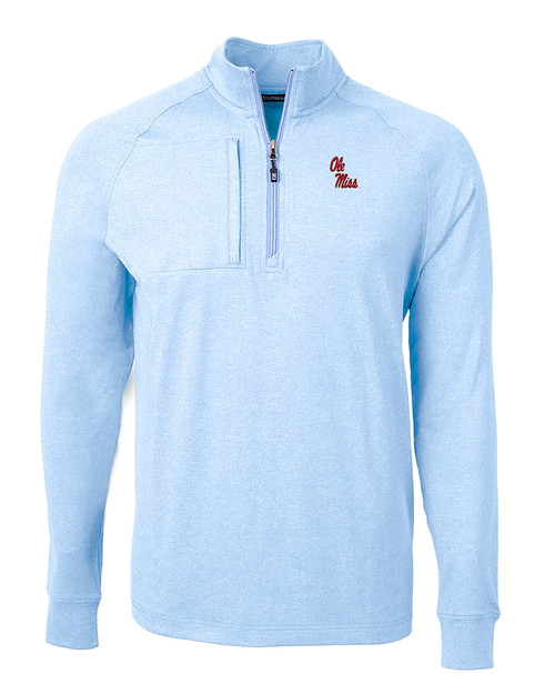 Ole Miss Rebels Cutter & Buck Adapt Eco Knit Heather Mens Quarter Zip Pullover ALH_MANN_HG 