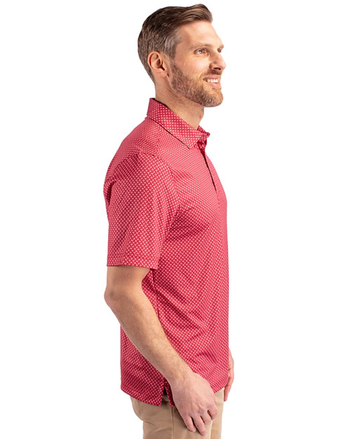 Gonzaga Bulldogs College Vault Cutter & Buck Pike Banner Print Stretch Mens Polo Cardinal Red Side