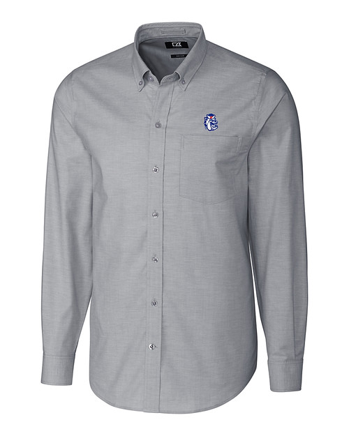 Fresno State Bulldogs College Vault Cutter & Buck Stretch Oxford Mens Long Sleeve Dress Shirt Charcoal Mannequin