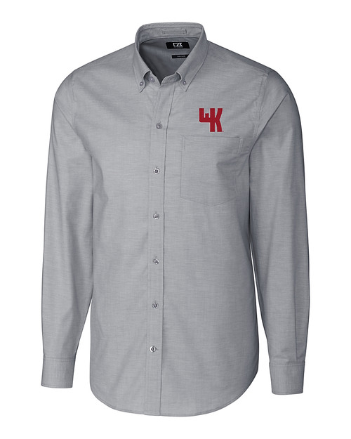 Western Kentucky Hilltoppers College Vault Cutter & Buck Stretch Oxford Mens Long Sleeve Dress Shirt Charcoal Mannequin