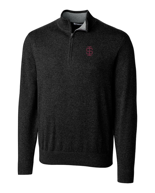 Southern Illinois Salukis College Vault Cutter & Buck Lakemont Tri-Blend Mens Quarter Zip Pullover Sweater Black Mannequin