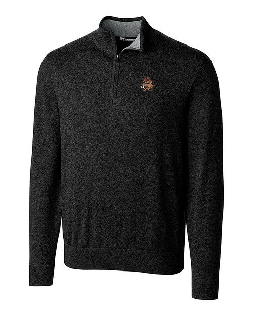 Oregon State Beavers College Vault Cutter & Buck Lakemont Tri-Blend Mens Quarter Zip Pullover Sweater Black Mannequin
