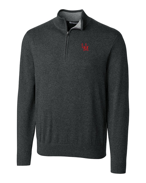 Ole Miss Rebels College Vault Cutter & Buck Lakemont Tri-Blend Mens Quarter Zip Pullover Sweater CCH_MANN_HG 