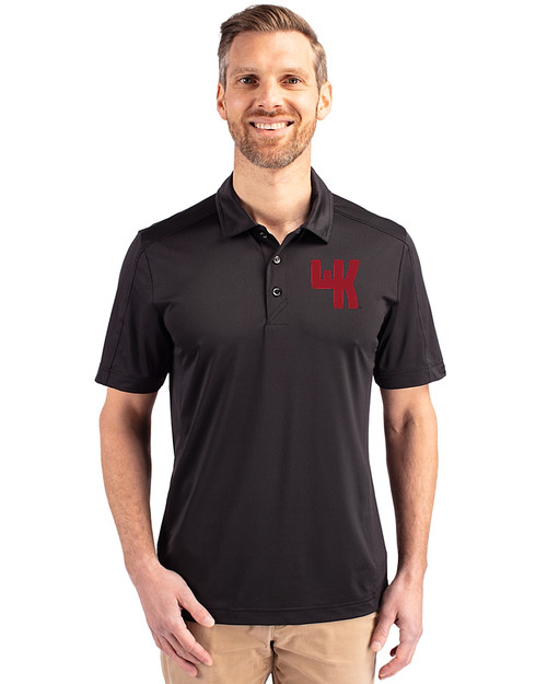 Western Kentucky Hilltoppers College Vault Cutter & Buck Prospect Eco Textured Stretch Recycled Mens Short Sleeve Polo Black Front