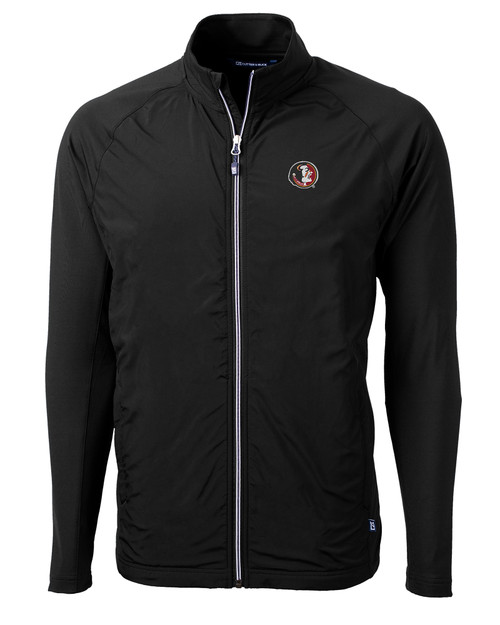 Florida State Seminoles College Vault Cutter & Buck Adapt Eco Knit Hybrid Recycled Mens Full Zip Jacket BL_MANN_HG 1