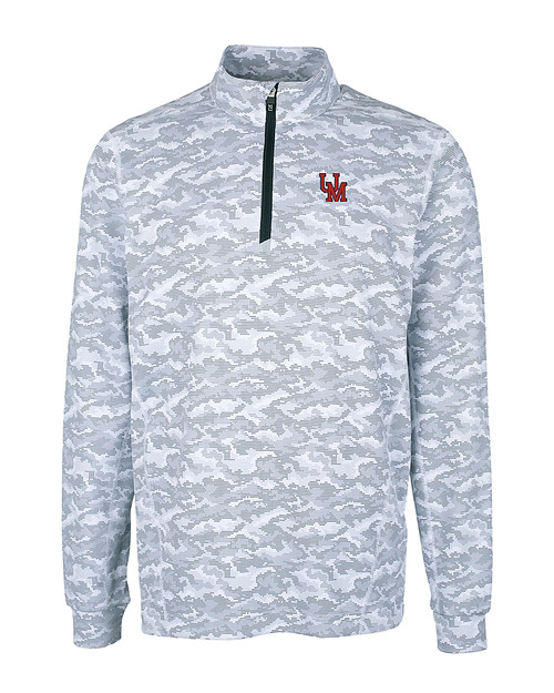Ole Miss Rebels College Vault Cutter & Buck Traverse Stretch Eco Camo Print Quarter Zip Mens Big and Tall Pullover CC_MANN_HG 
