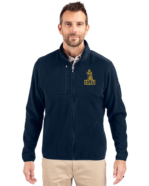 Northern Arizona Lumberjacks College Vault Cutter & Buck Cascade Eco Fleece Mens Full Zip Jacket Navy Blue Front