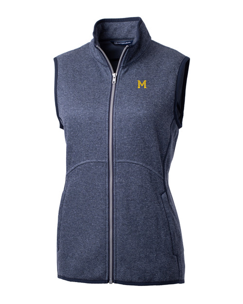 Michigan Wolverines College Vault Cutter & Buck Mainsail Basic Sweater-Knit Womens Full Zip Vest LNH_MANN_HG 1