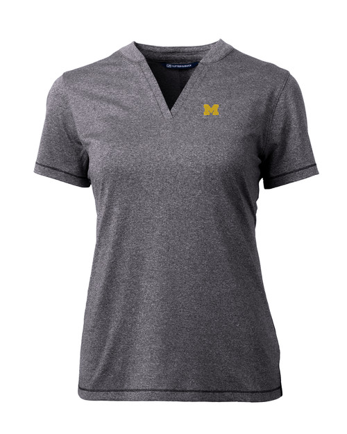Michigan Wolverines Cutter & Buck Forge Heathered Stretch Womens Blade Top CCH_MANN_HG 1