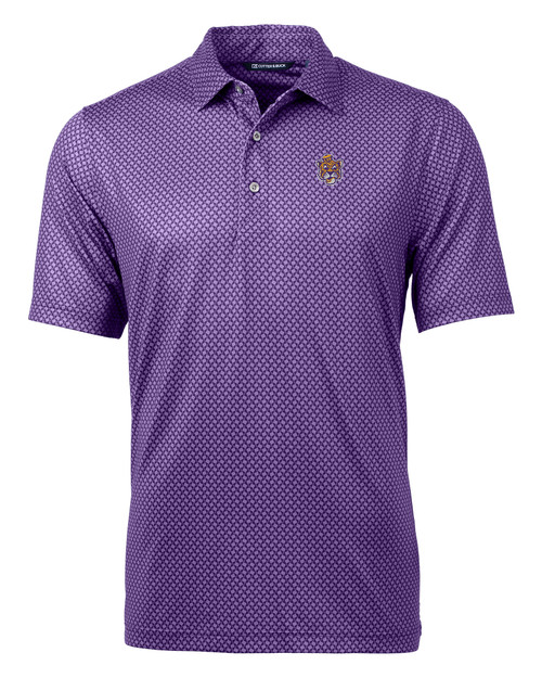 LSU Tigers College Vault Cutter & Buck Pike Banner Print Stretch Men's Big & Tall Polo CLP_MANN_HG 1