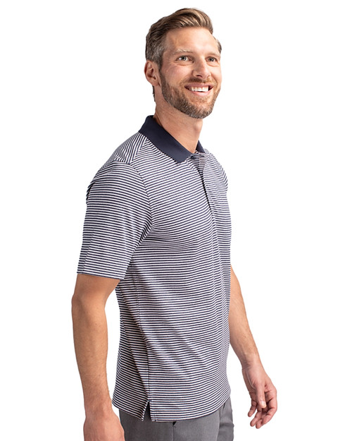Northern Arizona Lumberjacks College Vault Cutter & Buck Forge Tonal Stripe Stretch Mens Big and Tall Polo Liberty Navy Side