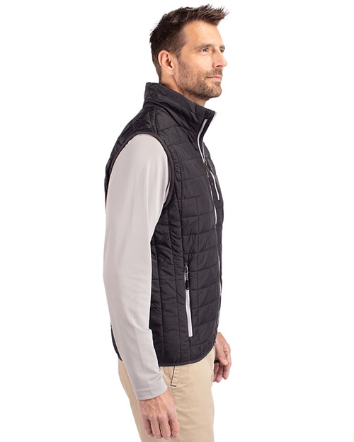 Grambling Tigers College Vault Cutter & Buck Rainier PrimaLoft® Mens Eco Insulated Full Zip Puffer Vest Black Side