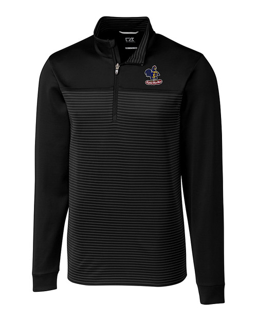Delaware Fightin' Blue Hens College Vault Cutter & Buck Traverse Stretch Eco Stripe Quarter Zip Mens Big and Tall Pullover BL_MANN_HG 
