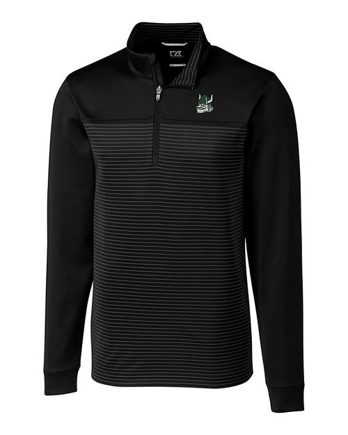 Portland State Vikings College Vault Cutter & Buck Traverse Stretch Eco Stripe Quarter Zip Mens Big and Tall Pullover BL_MANN_HG 
