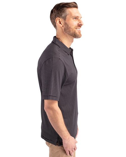 Fresno State Bulldogs College Vault Cutter & Buck Forge Pencil Stripe Stretch Mens Polo Black Side