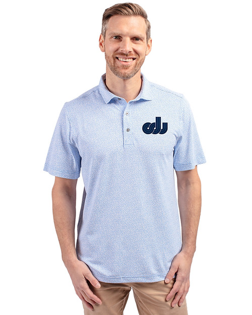 Old Dominion Monarchs College Vault Cutter & Buck Virtue Eco Pique Botanical Print Recycled Mens Polo Atlas Light Blue Front