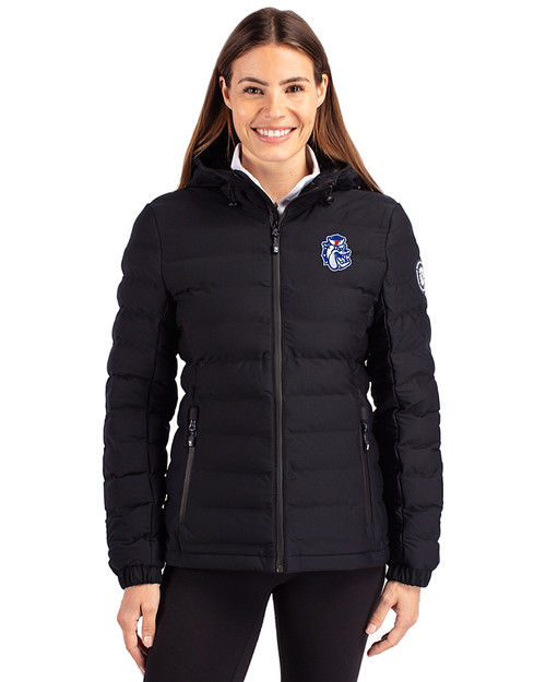 Fresno State Bulldogs College Vault Cutter & Buck Mission Ridge Repreve® Eco Insulated Womens Puffer Jacket Black Front