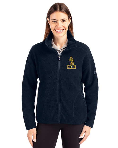 Northern Arizona Lumberjacks College Vault Cutter & Buck Cascade Eco Fleece Womens Full Zip Jacket Navy Blue Front