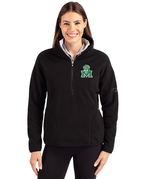Marshall Thundering Herd College Vault Cutter & Buck Cascade Eco Fleece Womens Pullover Jacket Black Front