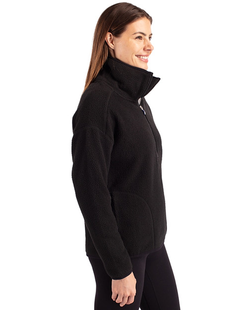 Louisville Cardinals College Vault Cutter & Buck Cascade Eco Fleece Womens Pullover Jacket Black Side