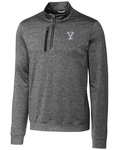 Yale Bulldogs Cutter & Buck Stealth Heathered Quarter Zip Mens Pullover EG_MANN_HG 