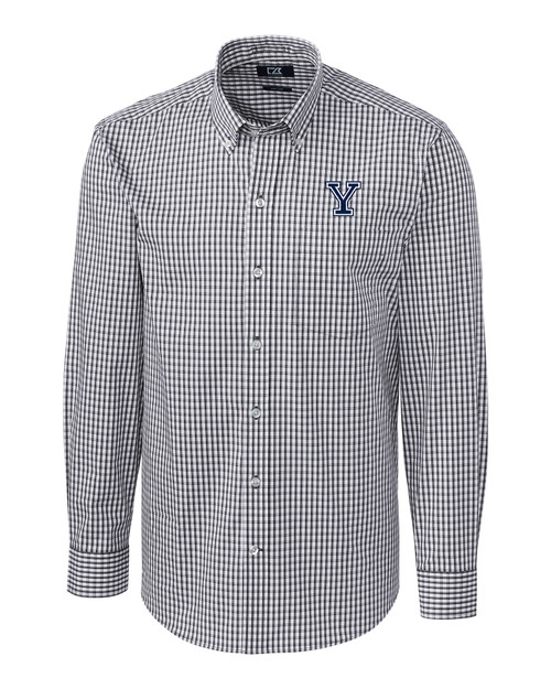 Yale Bulldogs Cutter & Buck Easy Care Stretch Gingham Mens Long Sleeve Dress Shirt CC_MANN_HG 1