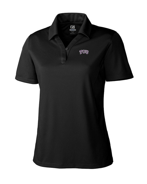 TCU Horned Frogs Cutter & Buck Genre Textured Solid Womens Polo Black Mannequin