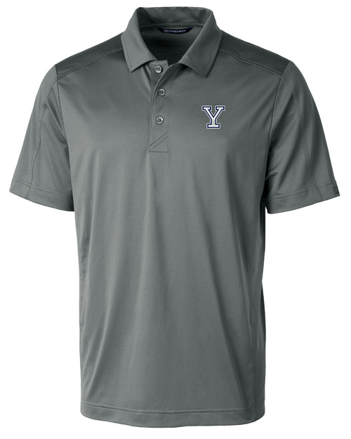 Yale Bulldogs Cutter & Buck Prospect Textured Stretch Mens Short Sleeve Polo EG_MANN_HG 1