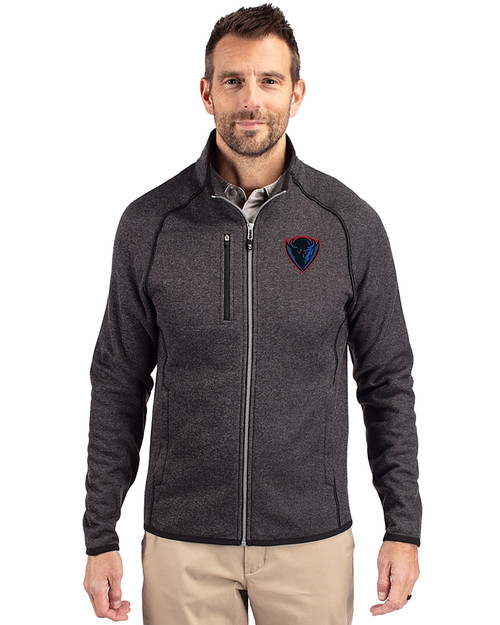 DePaul Blue Demons Cutter & Buck Mainsail Sweater-Knit Mens Big and Tall Full Zip Jacket Charcoal Heather Front