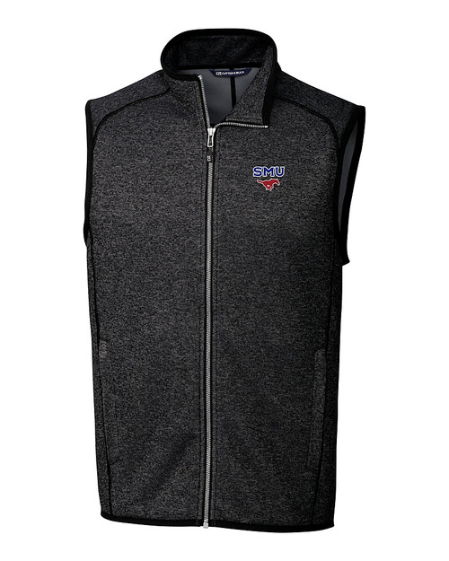 SMU Mustangs Cutter & Buck Mainsail Sweater-Knit Mens Big and Tall Full Zip Vest CCH_MANN_HG 