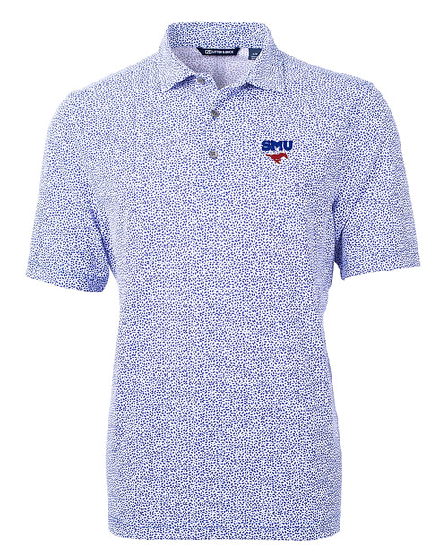SMU Mustangs Cutter & Buck Virtue Eco Pique Botanical Print Recycled Mens Polo CEN_MANN_HG 