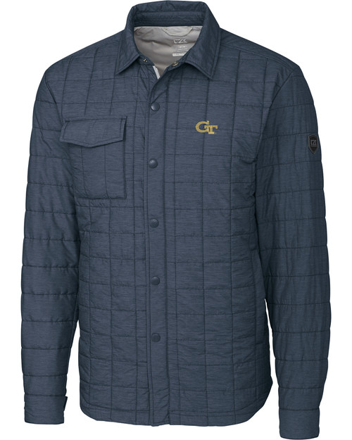 Georgia Tech Yellow Jackets Cutter & Buck Rainier PrimaLoft® Mens Eco Insulated Quilted Shirt Jacket ANM_MANN_HG 1