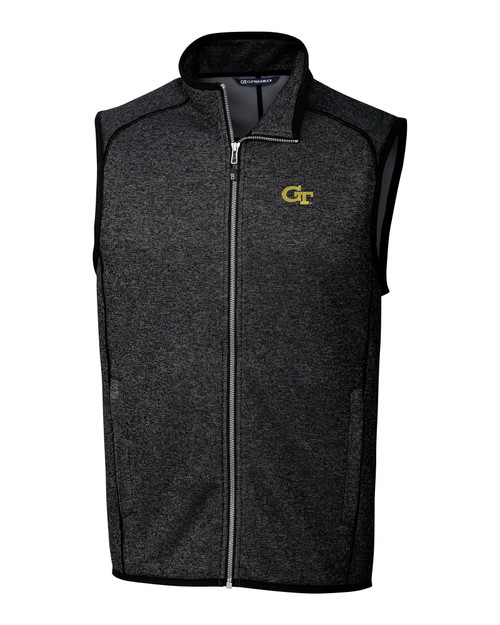 Georgia Tech Yellow Jackets Cutter & Buck Mainsail Sweater-Knit Mens Big and Tall Full Zip Vest CCH_MANN_HG 1