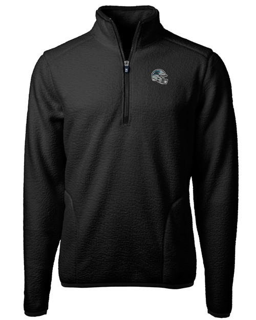 Carolina Panthers NFL Helmet Cutter & Buck Cascade Eco Sherpa Fleece Mens Big & Tall Quarter Zip Jacket BL_MANN_HG 1