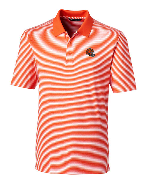 Cincinnati Bengals NFL Helmet Cutter & Buck Forge Tonal Stripe Stretch Mens Polo CLO_MANN_HG 1